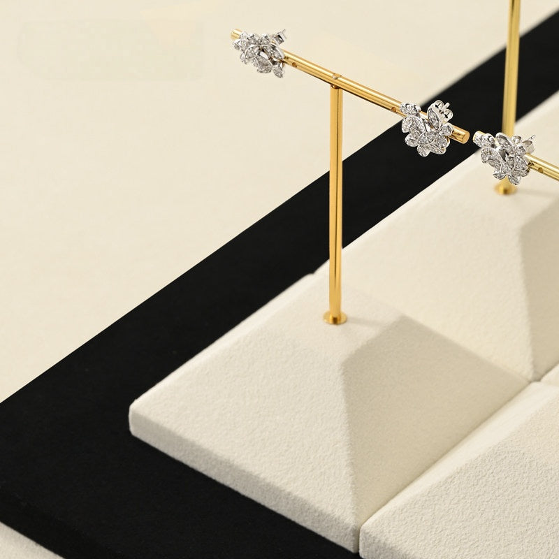 Beige Suede Jewelry Display Set with Pyramid Risers for Vendors