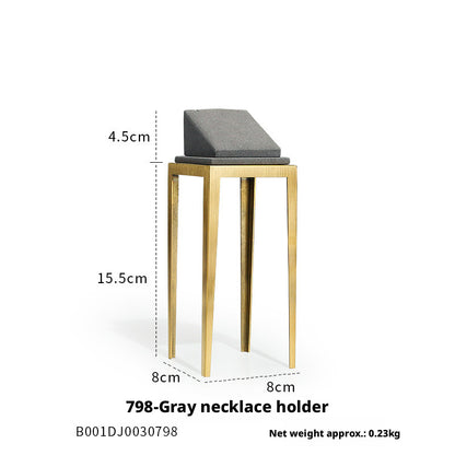Charcoal Velvet Jewelry Display Set with Gold Metal Backdrop