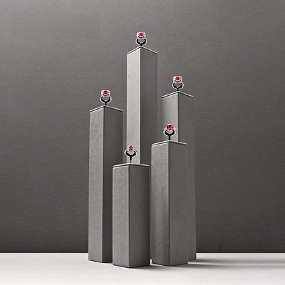 Gray Suede Ring Display Stand with Multi-Level Steps for Vendors