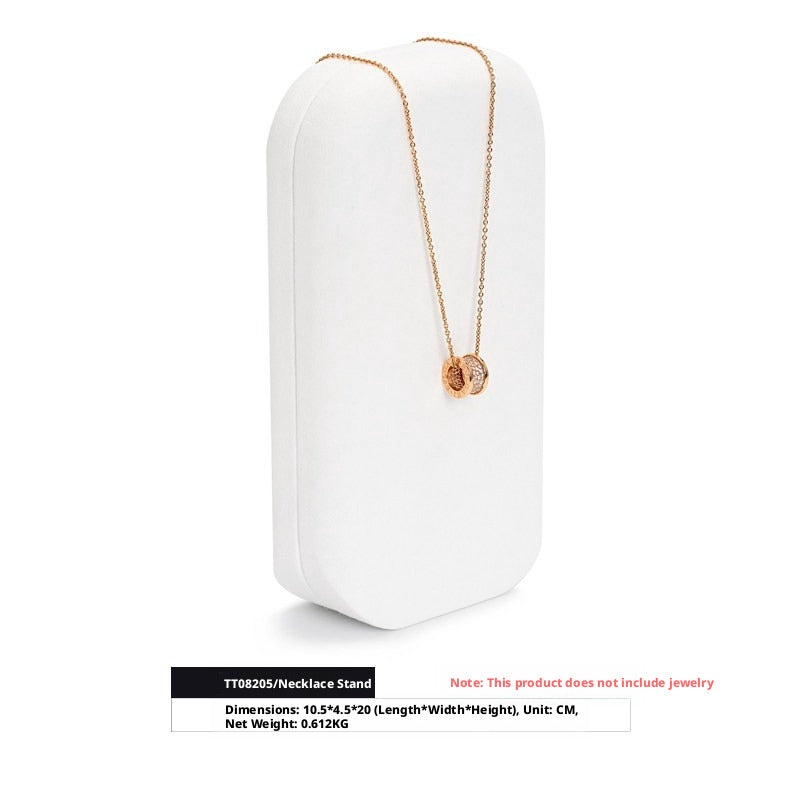 White Suede Jewelry Display Set with Necklace Stand and Ring Holders