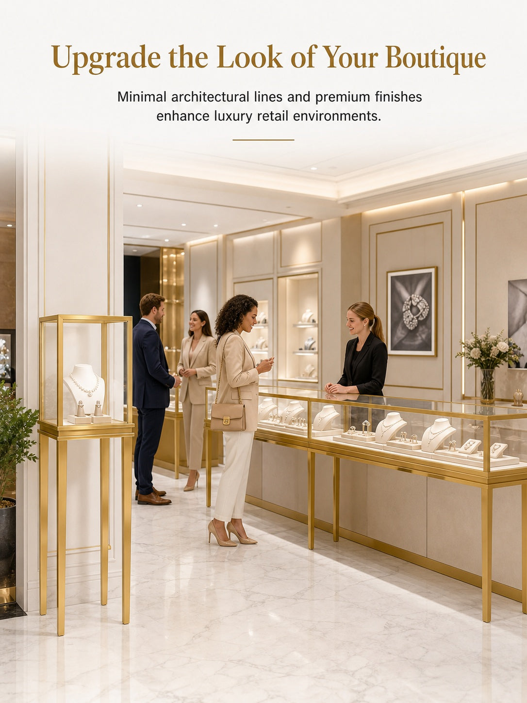 Minimalist Countertop Jewelry Display - Stainless Steel Showcase Stand for Boutiques Jewelry cabinet