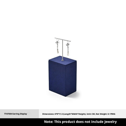 Navy Blue Velvet Jewelry Display Set with Metal Stands for Vendors