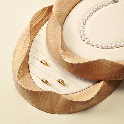 Wooden Jewelry Tray with Suede Lining for Necklace and Ring Display