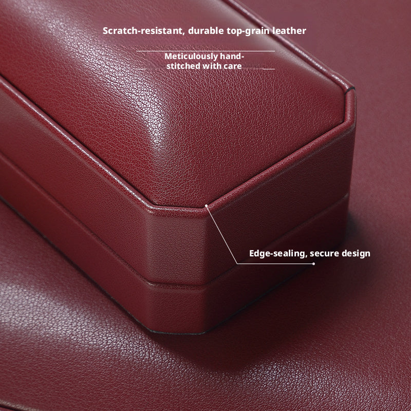 PU Leather Ring Box | Golden Velvet Interior for Engagement