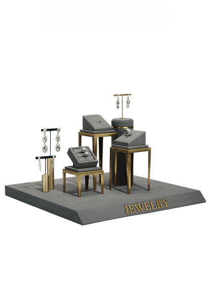 Metal Jewelry Display Stand - 2 Tier Iron Riser for Showcase