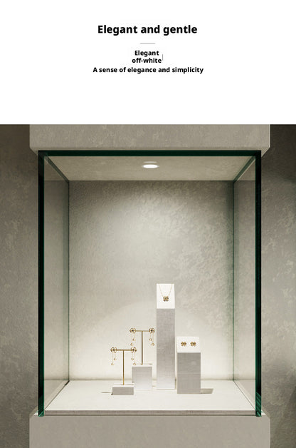 White Linen Jewelry Display Set with Multi-Level Risers for Vendors