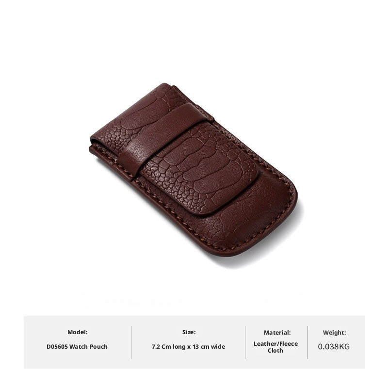 Slim Leather Watch Pouch, Travel Wristwatch Storage Holder, Business Accessory