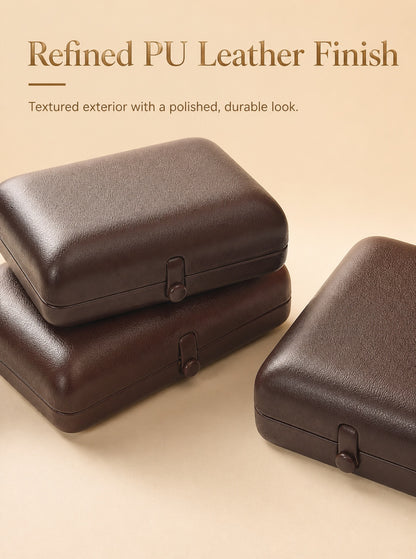 PU Leather Jewelry Box, Travel Ring Pendant Organizer, 8-Slot Snap Display Case Jewelry Supplies