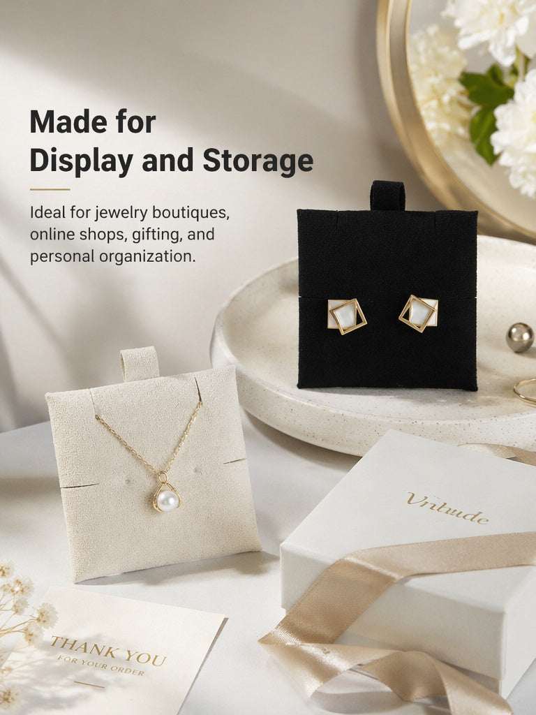 50pcs Soft Suede Pad with Custom Logo, Jewelry Storage Bags, Anti-Scratch Gift Packaging