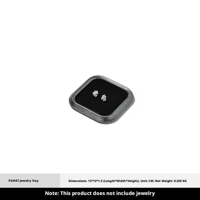 Silver Metal Jewelry Tray with Black Velvet for Ring and Necklace Display