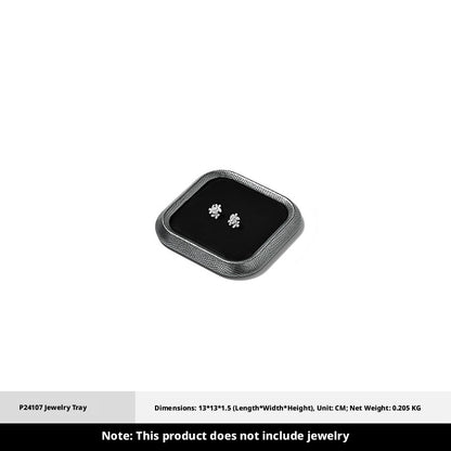 Silver Metal Jewelry Tray with Black Velvet for Ring and Necklace Display