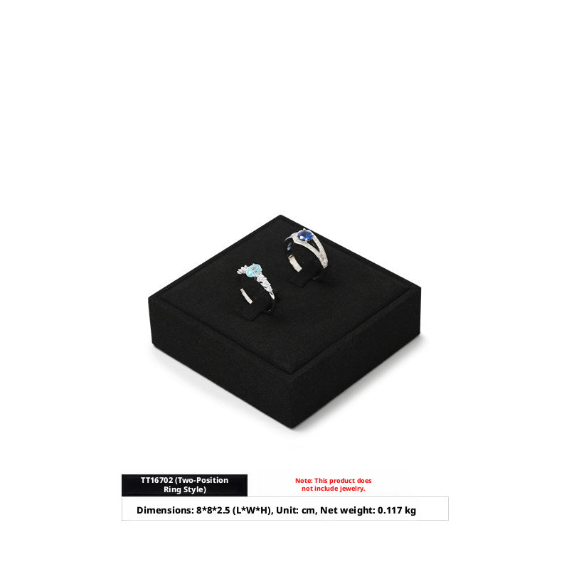5pcs Black Suede Jewelry Display Stand Set, Modular Necklace Ring Organizer Trays