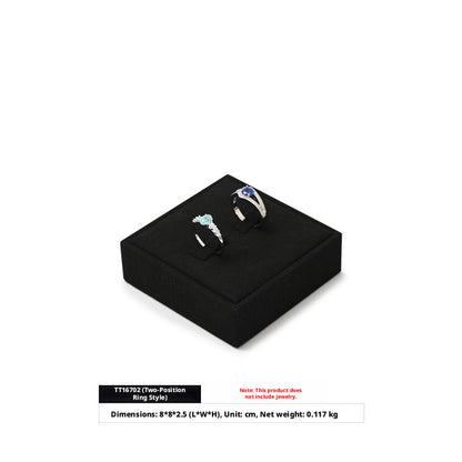 5pcs Black Suede Jewelry Display Stand Set, Modular Necklace Ring Organizer Trays