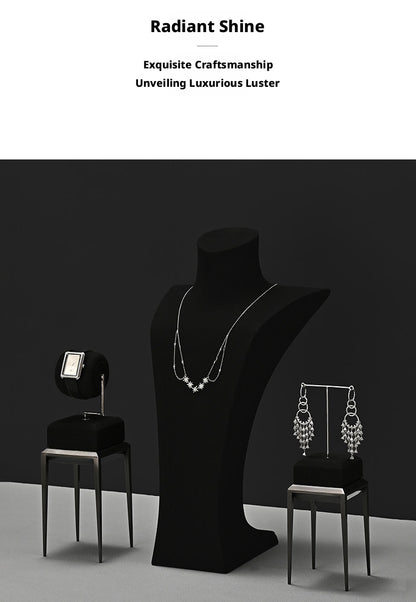 Black Metal Jewelry Display Stand Set with Watch and Necklace Holders