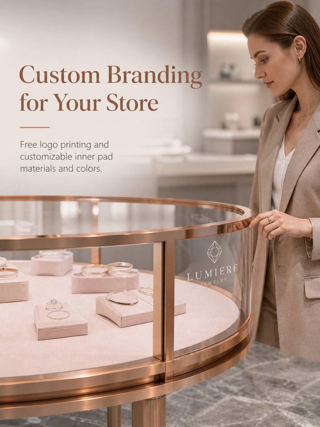 Stainless Steel Electroplated Jewelry Display Stand - Countertop Showcase Rack for Retail Stores Jewelry cabinet