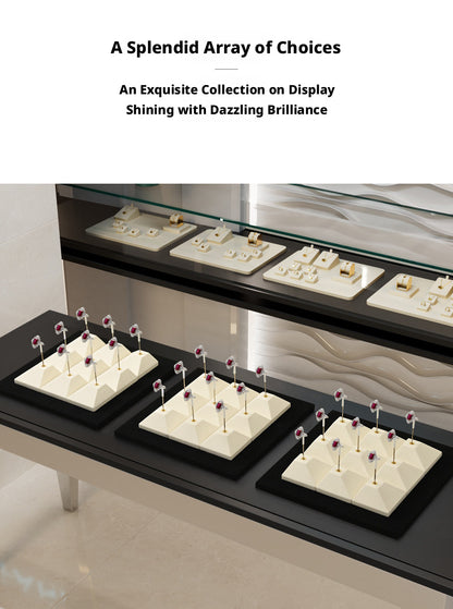 Beige Suede Jewelry Display Set with Pyramid Risers for Vendors