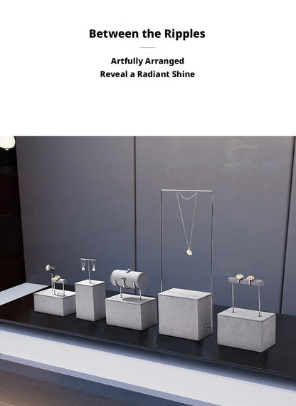 Gray Suede Jewelry Display Stand Set with Metal Arms for Vendors