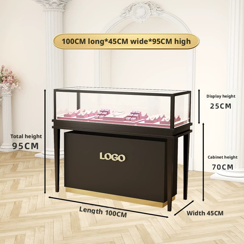 Glass Countertop Display Case for Jewelry Store Wooden Showcase