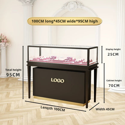 Glass Countertop Display Case for Jewelry Store Wooden Showcase