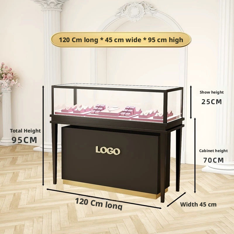 Glass Countertop Display Case for Jewelry Store Wooden Showcase