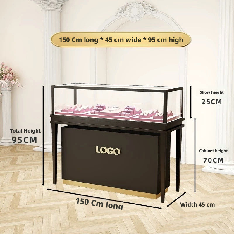 Glass Countertop Display Case for Jewelry Store Wooden Showcase