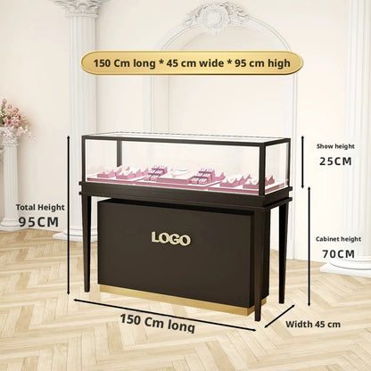 Glass Countertop Display Case for Jewelry Store Wooden Showcase
