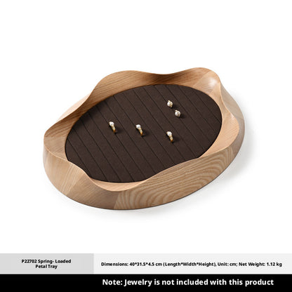 Wooden Jewelry Tray with Suede Lining for Necklace and Ring Display