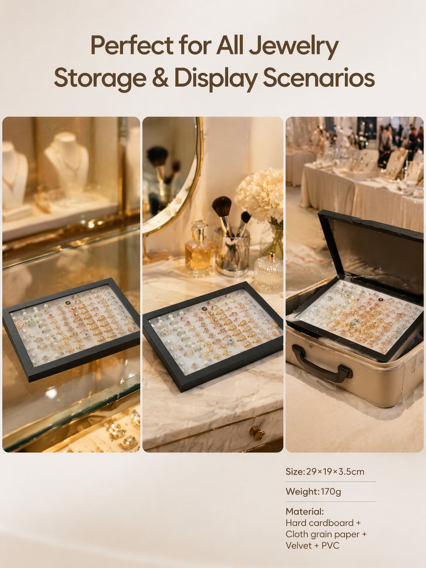 100 Ring Storage Box Paper Jewelry Organizer Display Case Bulk Container Holder