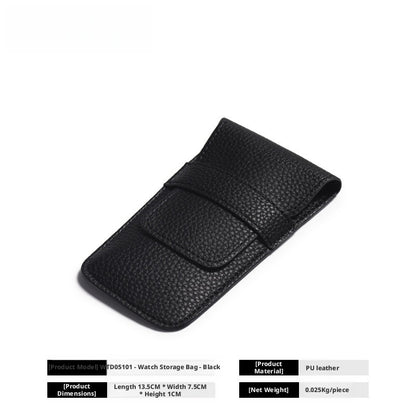Slim Leather Watch Pouch, Travel Wristwatch Storage Holder, Business Accessory