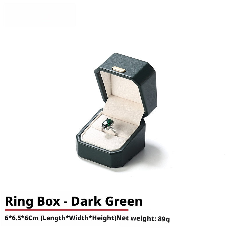 PU Leather Ring Box | Golden Velvet Interior for Engagement