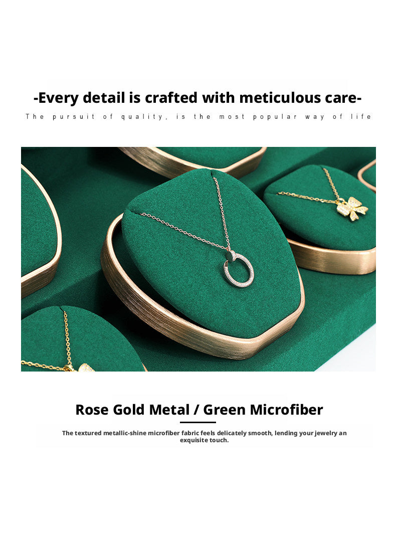 Metal & Suede Jewelry Display Stand Set for Retail Store Countertop