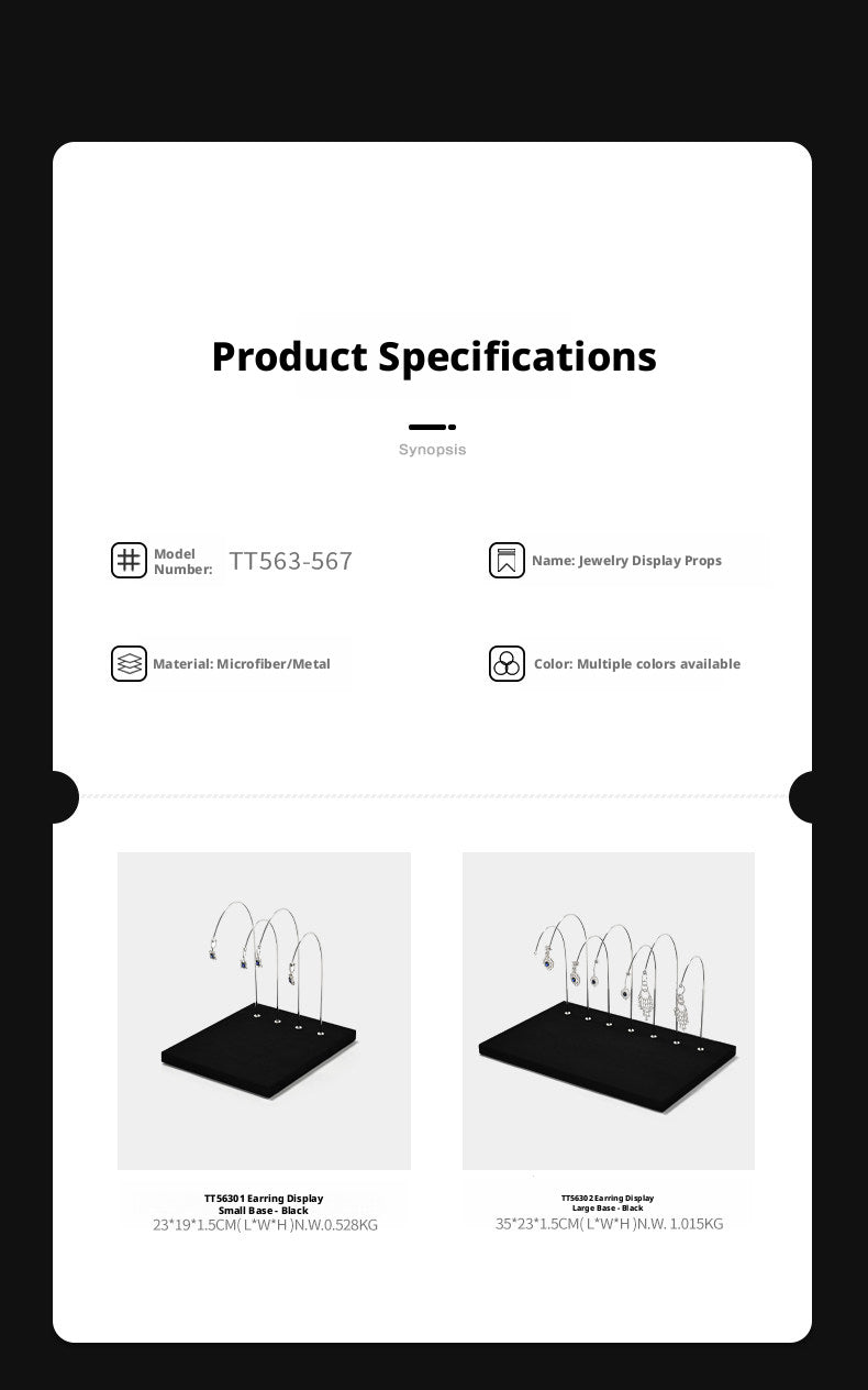 Black Metal Earring Display Stand with Curved Arms for Vendors