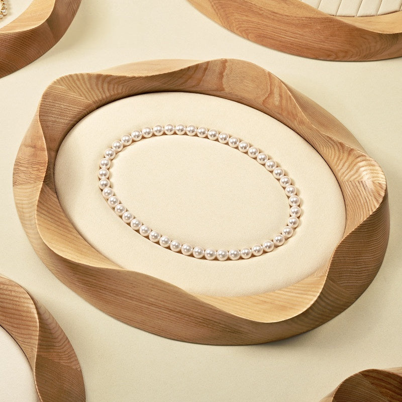 Wooden Jewelry Tray with Suede Lining for Necklace and Ring Display