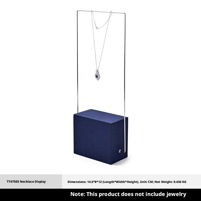 Navy Blue Velvet Jewelry Display Set with Metal Stands for Vendors