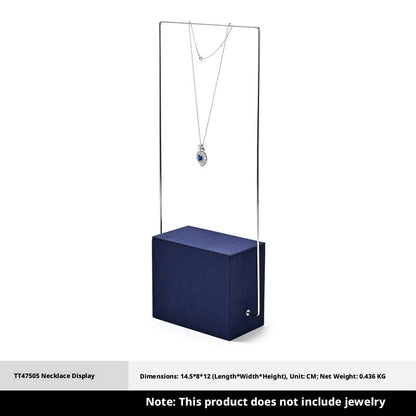 Navy Blue Velvet Jewelry Display Set with Metal Stands for Vendors