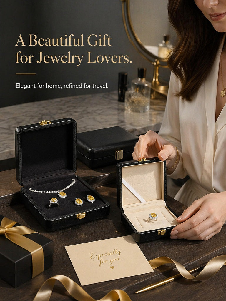 Jewelry Storage Box, Velvet Organizer Display Case for Rings and Necklaces