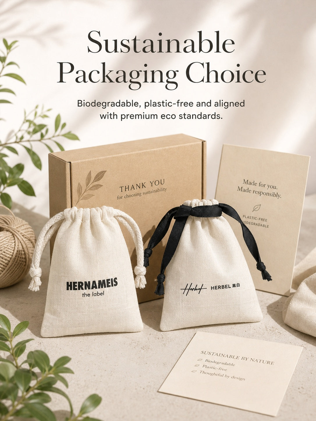100PCS Custom Logo Cotton Jewelry Pouches, Personalized Drawstring Gift Bags