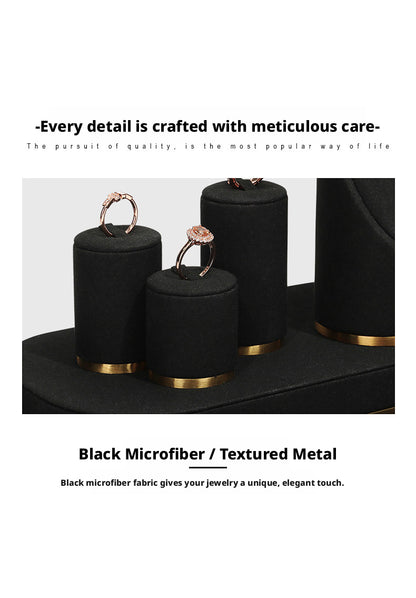 Luxury Black Suede Necklace Bust and Display Stand Set