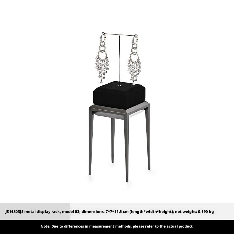 Black Metal Jewelry Display Stand Set with Watch and Necklace Holders