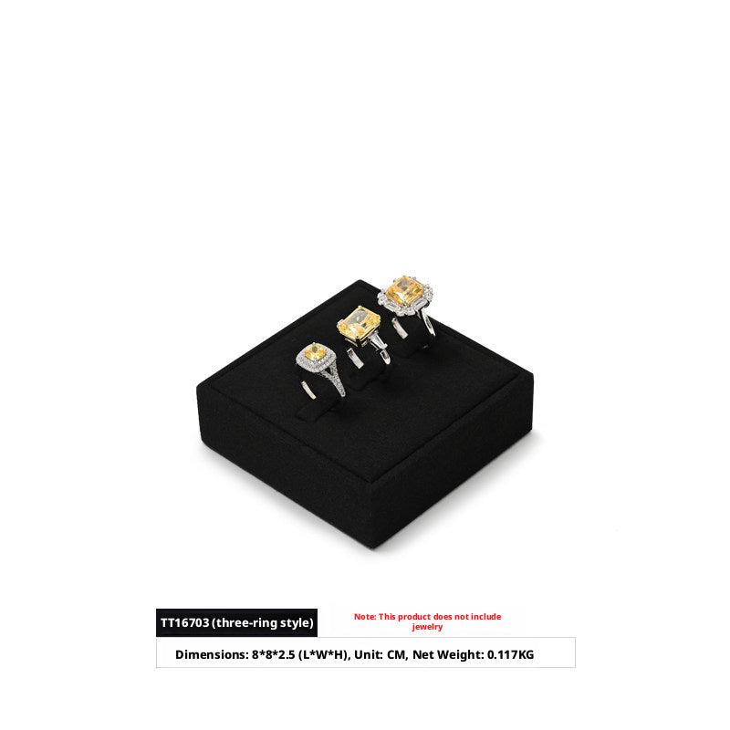 5pcs Black Suede Jewelry Display Stand Set, Modular Necklace Ring Organizer Trays