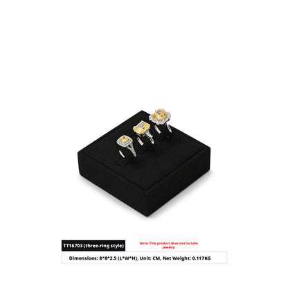 5pcs Black Suede Jewelry Display Stand Set, Modular Necklace Ring Organizer Trays