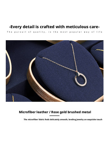 Luxury Suede Jewelry Display Set with Gold Metal Frame for Showcase