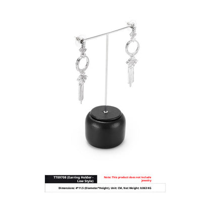 Black Leather Jewelry Display Set with Metal Trays for Rings and Earrings