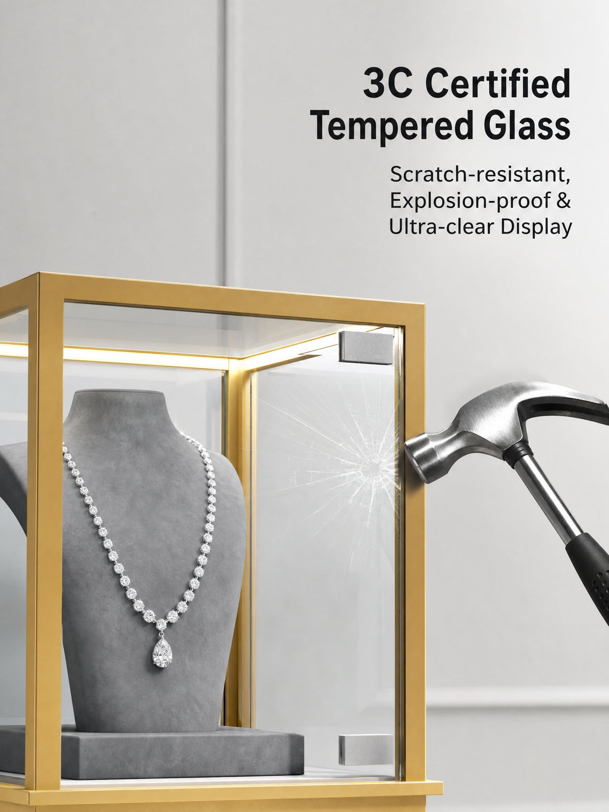 Glass Countertop Display Case for Jewelry Store Metal Showcase metal with paint Jewelry cabinet
