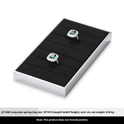 Silver Metal Jewelry Display Tray with Black Velvet for Rings and Necklaces