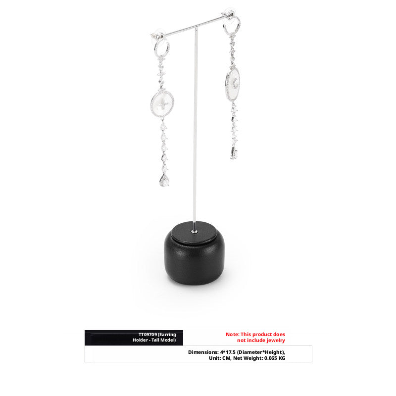 Black Leather Jewelry Display Set with Metal Trays for Rings and Earrings