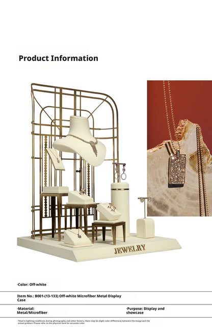Metal Jewelry Display Stand - 2 Tier Iron Riser for Showcase
