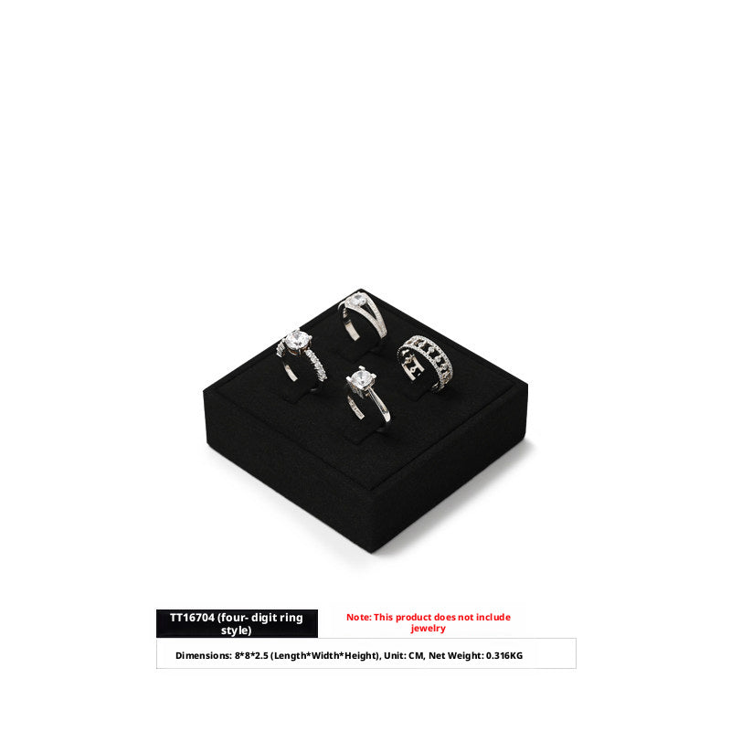 5pcs Black Suede Jewelry Display Stand Set, Modular Necklace Ring Organizer Trays