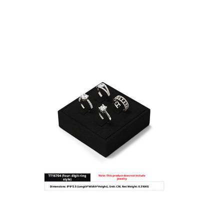 5pcs Black Suede Jewelry Display Stand Set, Modular Necklace Ring Organizer Trays