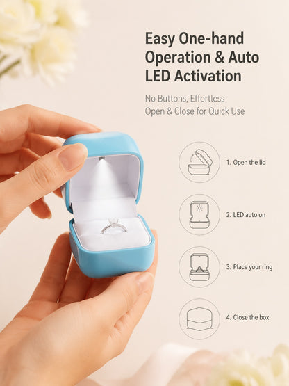 10PCS Jewelry Organizer Box with LED Light, Locking plastic Case for ring